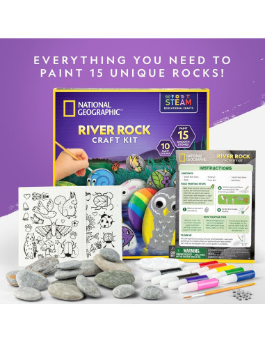 Kit de Pintura en Piedra National Geographic - 15 Piedras y 10 Colores