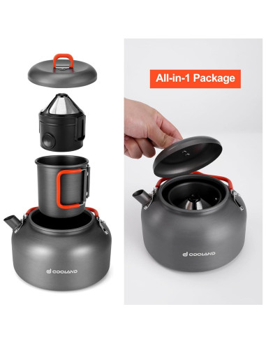 Olla de Café para Camping Odoland 1.2L con Taza y Filtro