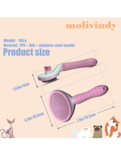 Cepillo Autolimpiante Molivindy para Perros y Gatos - Masaje y Eliminación de Pelo 2