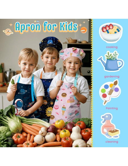 Conjunto de Delantal y Gorro de Chef Sandjest para Niños Conjunto de Delantal y Gorro de Chef Sandjest para Niños