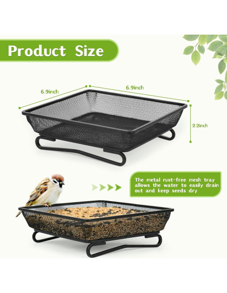4 Bandejas de Alimentación para Aves TREEHAC 17.8x17.8cm Metal 4 Bandejas de Alimentación para Aves TREEHAC 17.8x17.8cm Metal