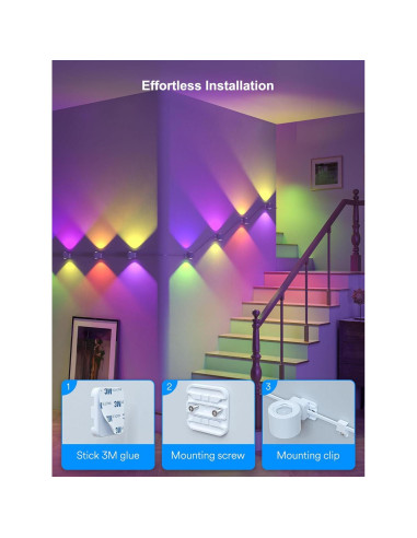 Apliques de Pared Inteligentes ANGELHALO LED RGB 14 Piezas