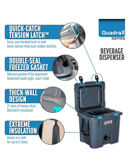Dispensador de Bebidas Cubix Outdoors QuadraX 20QT 5 Días Frío Dispensador de Bebidas Cubix Outdoors QuadraX 20QT 5 Días Frío
