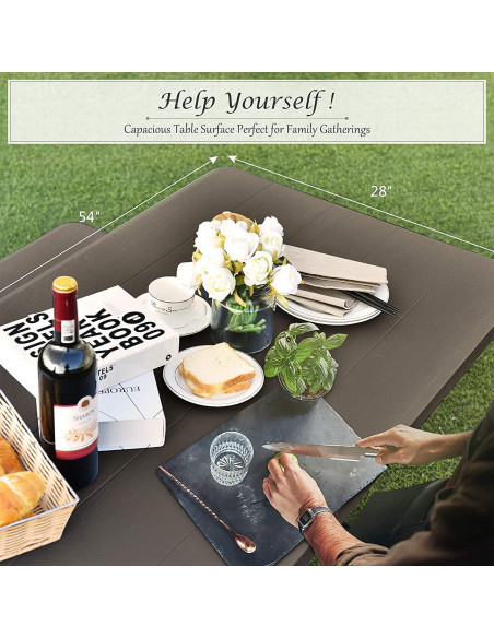 Conjunto de Mesa y Banco de Picnic Hysache, Acero Resistente 137x149 cm Conjunto de Mesa y Banco de Picnic Hysache, Acero Resistente 137x149 cm
