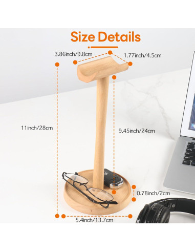 Soporte de Auriculares de Madera MDW Universal para Escritorio