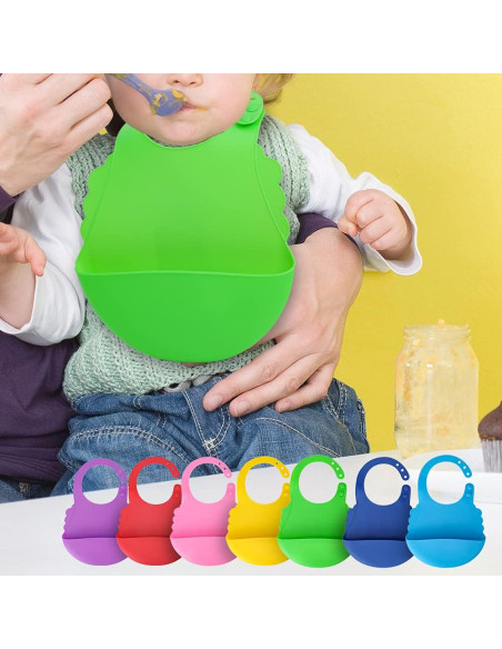 Baberos de Silicona Aricsen para Bebés - 7 Colores Ajustables Baberos de Silicona Aricsen para Bebés - 7 Colores Ajustables