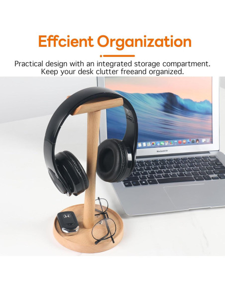 Soporte de Auriculares de Madera MDW Universal para Escritorio Soporte de Auriculares de Madera MDW Universal para Escritorio