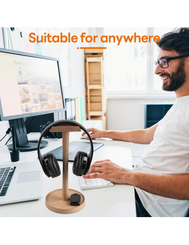 Soporte de Auriculares de Madera MDW Universal para Escritorio