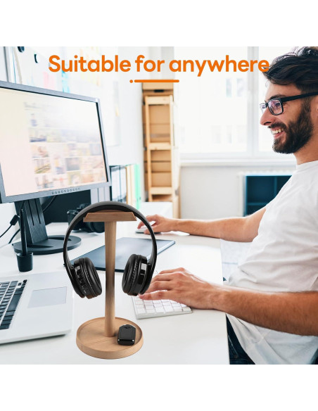 Soporte de Auriculares de Madera MDW Universal para Escritorio Soporte de Auriculares de Madera MDW Universal para Escritorio