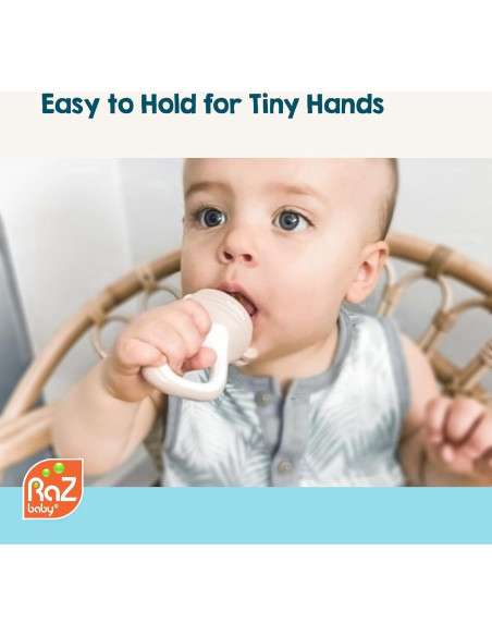 Alimentador de Sólidos RaZbaby 2 Piezas Azul y Naranja - Libre de BPA Alimentador de Sólidos RaZbaby 2 Piezas Azul y Naranja - Libre de BPA