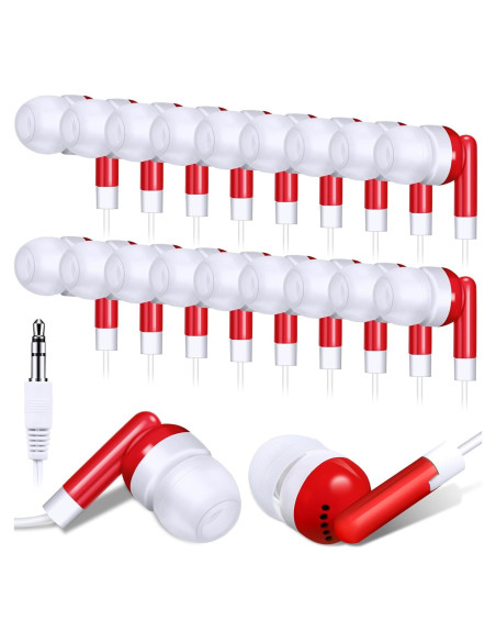Auriculares In Ear Konohan 100 Pcs Rojo para Aula y Estudiantes Auriculares In Ear Konohan 100 Pcs Rojo para Aula y Estudiantes