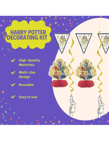 Kit de Decoración Mágico Harry Potter - 7 Piezas Multicolor