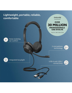 Auriculares Jabra Evolve2 30 SE con Cable USB-A y USB-C - Negro 2