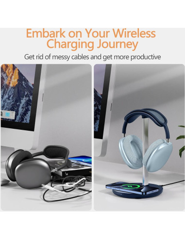 Soporte para Auriculares con Cargador Inalámbrico Hiwe 2 en 1