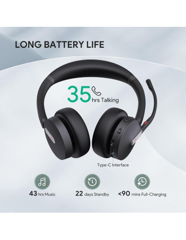 Auriculares Bluetooth Yealink BH70 con Soporte USB-C, 35h Batería