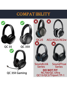 Kit Reemplazo Almohadillas y Banda para Bose QC35 II - Negro 2