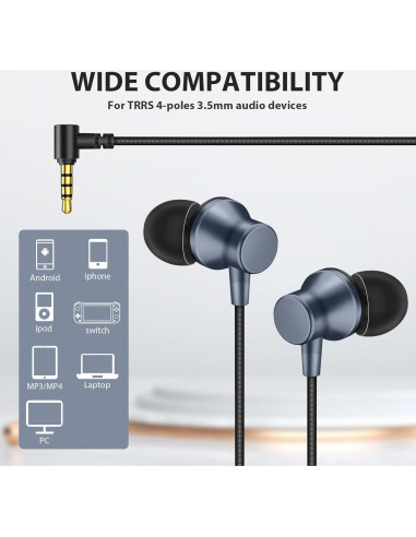 Auriculares con cable ASKUBSKU 3.5mm HiFi Estéreo Azul