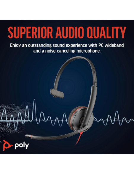 Auricular con cable Poly Blackwire 3210 USB-C - Micrófono con cancelación de ruido Auricular con cable Poly Blackwire 3210 USB-C - Micrófono con cancelación de ruido
