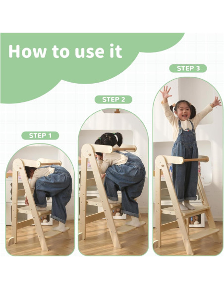 Torre Plegable Montessori SHWWQUE para Niños 90.4 cm Natural Torre Plegable Montessori SHWWQUE para Niños 90.4 cm Natural