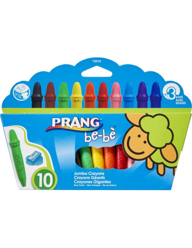 Crayones Jumbo Prang para Niños, Lavables, 10 Colores, Sacapuntas