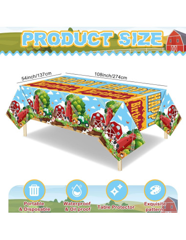 Manteles Rectangulares de Granja VitalCozy - 3 Pcs 137x274 cm