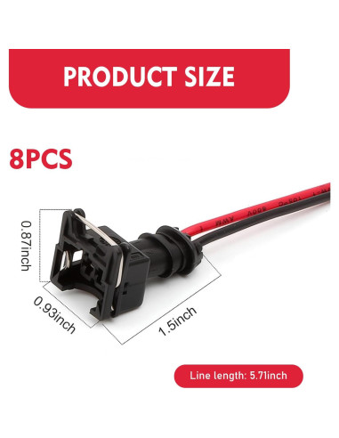 Conector de inyector de combustible GRANDI 8 PCS negro impermeable