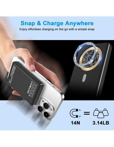Banco de Energía Inalámbrico Magnético 10000mAh YTech para iPhone