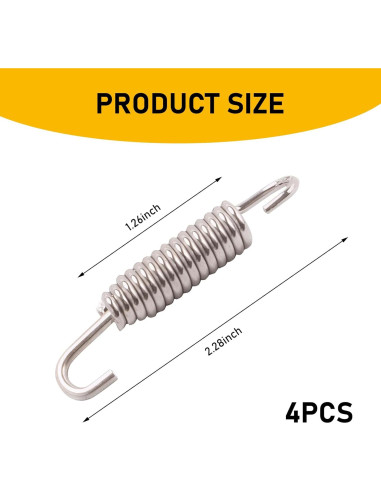 4 Ganchos de Resorte de Tensión Acero Inoxidable Awlbed 5.79 cm