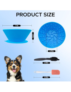 Tazón de Lamer para Perros BZERGTT MSW Azul Antideslizante 2