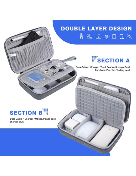 Funda Dura Organizador Electrónico CAAORDKSO Gris Impermeable Funda Dura Organizador Electrónico CAAORDKSO Gris Impermeable