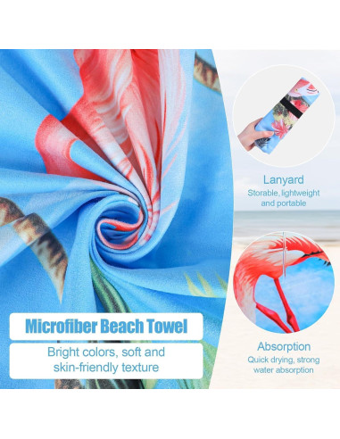 Toalla de Playa Microfibra MelonBoat 180x89cm Flamencos