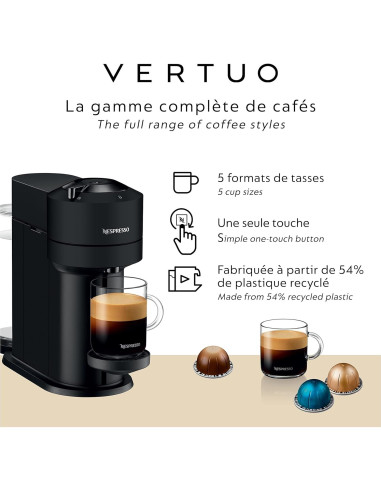 Nespresso Vertuo Next Máquina de Café De'Longhi 4.08 kg Negro Mate