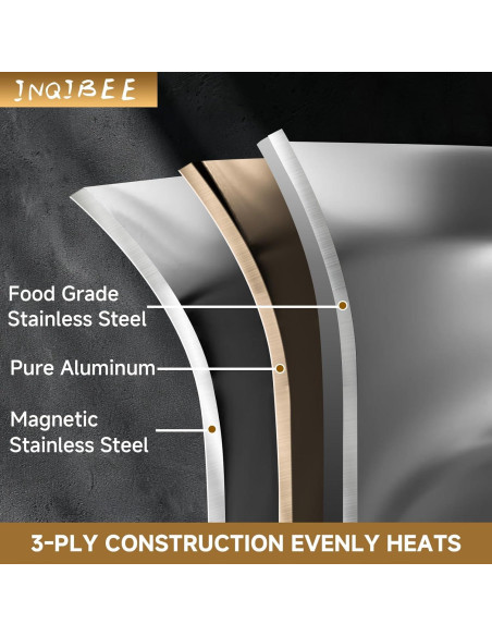 Sartén Profunda Inqibee 6 Cuartos Acero Inoxidable con Tapa Sartén Profunda Inqibee 6 Cuartos Acero Inoxidable con Tapa