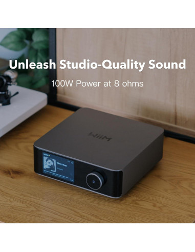 Amplificador Streaming WiiM Amp Ultra 100W DAC ESS HDMI Gris