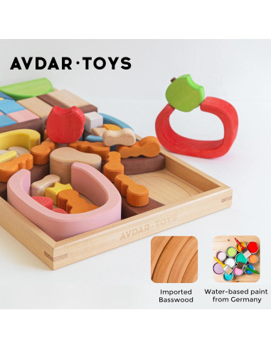 Bloques de Madera Sólida AVDAR para Niños 49x29cm