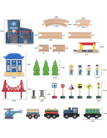 Juego de tren de madera 65PCS BetDEF con vías y accesorios Juego de tren de madera 65PCS BetDEF con vías y accesorios