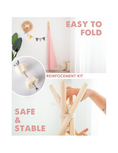 Tienda de Teepee Rosa para Niños con Luces y Bolsa de Transporte