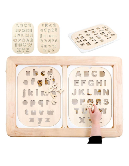Conjunto de Tablero de Alfabeto de Madera IEATFO - Letras Mayúsculas y Minúsculas Conjunto de Tablero de Alfabeto de Madera IEATFO - Letras Mayúsculas y Minúsculas
