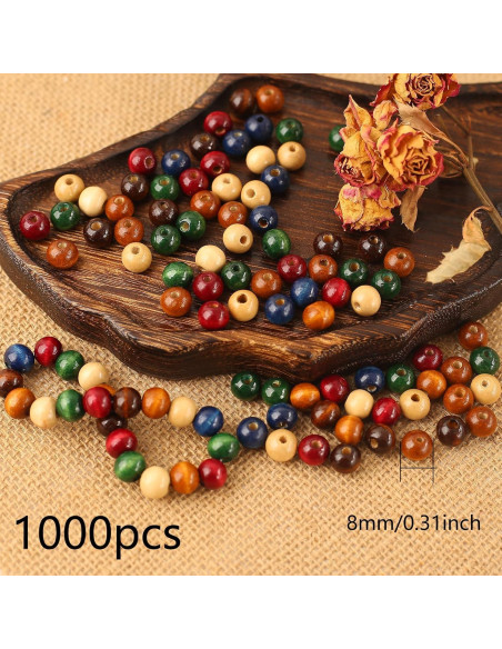 Perlas de Madera Coloridas Dahi 1000pcs 8mm para Manualidades Perlas de Madera Coloridas Dahi 1000pcs 8mm para Manualidades