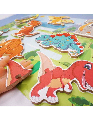 Rompecabezas de Dinosaurios BEESTECH para Niños 2-4 Años - 8 Piezas