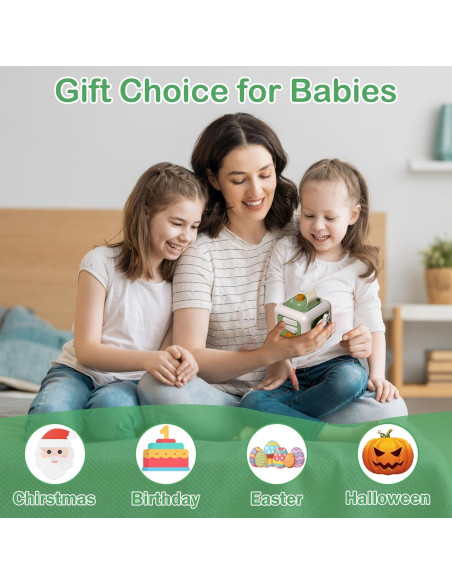 Cubo Ocupado Montessori Verde 6 en 1 para Bebés +18 Meses Cubo Ocupado Montessori Verde 6 en 1 para Bebés +18 Meses