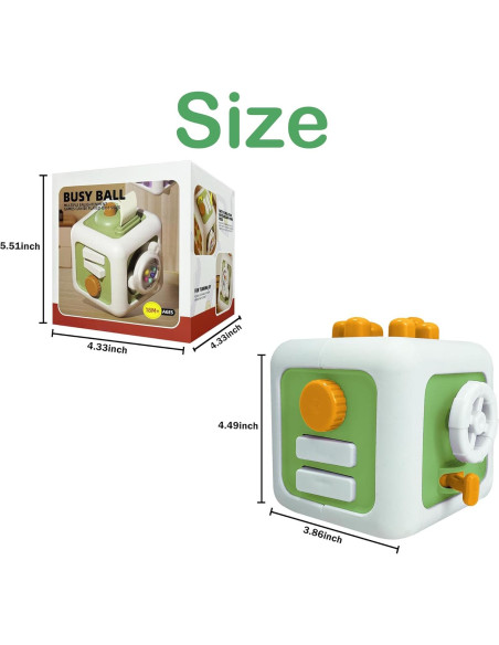 Cubo Ocupado Montessori Verde 6 en 1 para Bebés +18 Meses Cubo Ocupado Montessori Verde 6 en 1 para Bebés +18 Meses