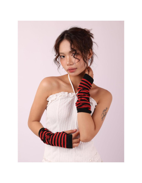Guantes sin Dedos Sacina para Mujeres - Calentadores de Brazo Emo Punk Guantes sin Dedos Sacina para Mujeres - Calentadores de Brazo Emo Punk