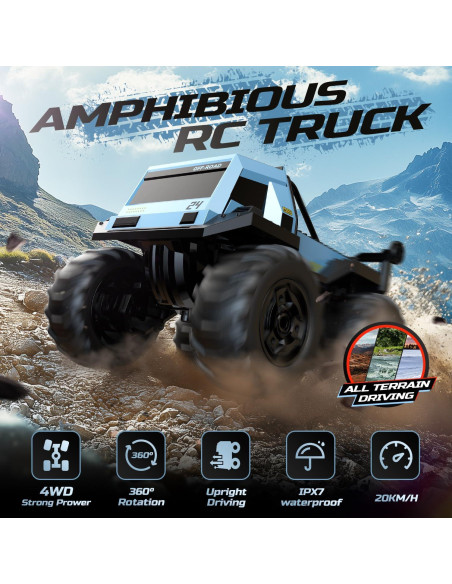Coche RC Anfibio DEERC 4WD 1.42kg 60min Acrobacias 8+ Coche RC Anfibio DEERC 4WD 1.42kg 60min Acrobacias 8+