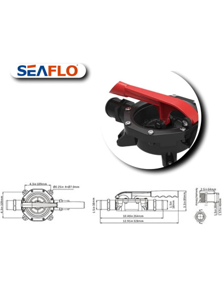 Bomba de Achique Manual SEAFLO 720GPH 2721.55 LPH Bomba de Achique Manual SEAFLO 720GPH 2721.55 LPH