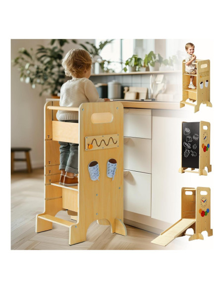Torre para Niños 4 en 1 JUZBOT con Tobogán y Pizarra Torre para Niños 4 en 1 JUZBOT con Tobogán y Pizarra