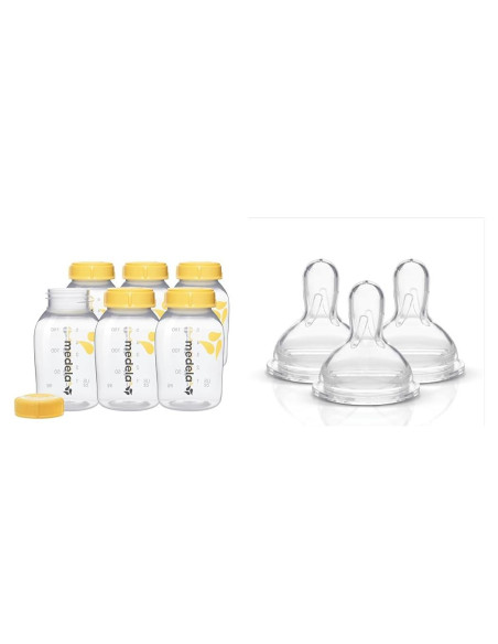 Botellas de Almacenamiento Medela 6x148ml + 3 Tetinas Silicona Botellas de Almacenamiento Medela 6x148ml + 3 Tetinas Silicona