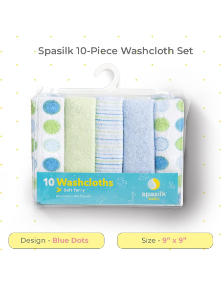 Conjunto de Toallitas de Baño Spasilk 10 Piezas Puntos Azules Conjunto de Toallitas de Baño Spasilk 10 Piezas Puntos Azules