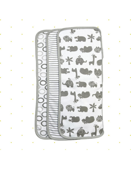 Paquete de 3 paños de eructo Spasilk 100% algodón animales grises Paquete de 3 paños de eructo Spasilk 100% algodón animales grises