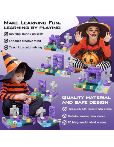 Bloques Magnéticos de Construcción Halloween JauniQ 100 Piezas